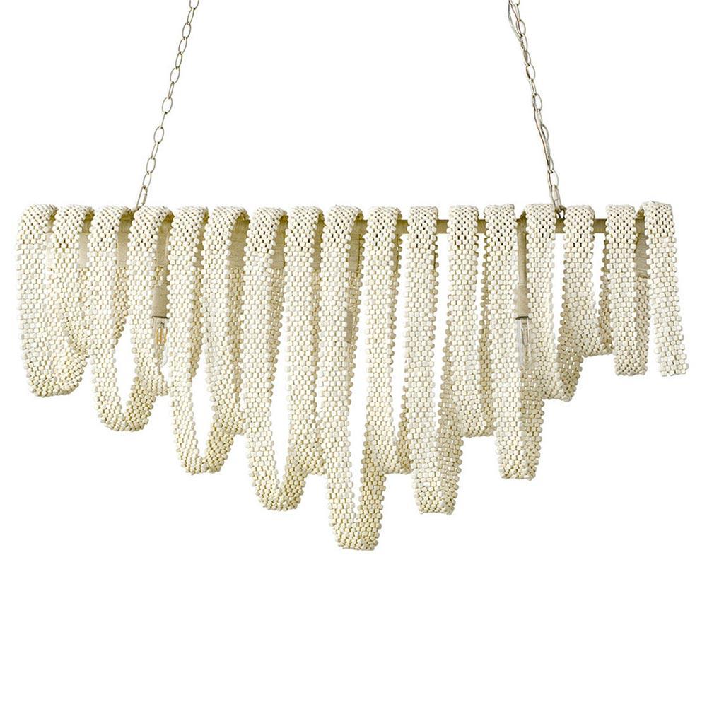 Palecek Raya Modern Classic Cream Wood Beads Chandelier Oversized