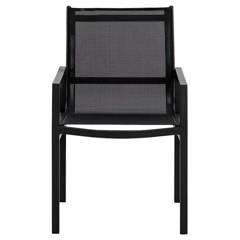 Zimce Industrial Black Mesh Aluminum Outdoor Dining Arm Chair - Set of 2|