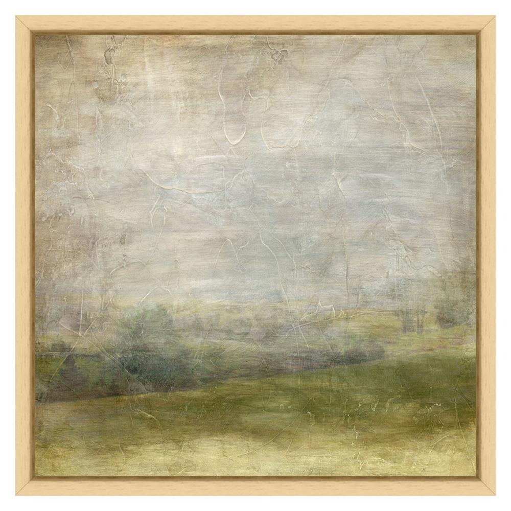 Haze French Country Green Hillside Landscape Natural Frame Painting 1 - 12x12|