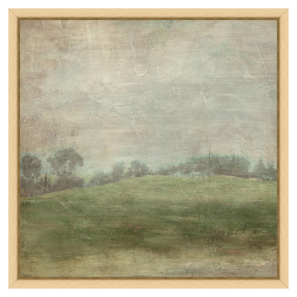 Haze French Country Green Hillside Landscape Natural Frame Painting 2 - 12x12|