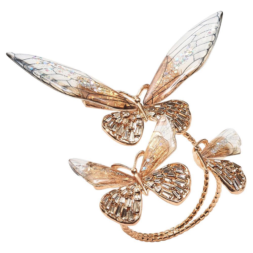 Flutter Champagne Butterfly Gold Metal Napkin Ring - Set of 4|