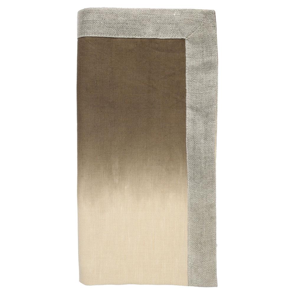 Dip Dye Modern Classic Brown Linen Napkin - Set of 4|