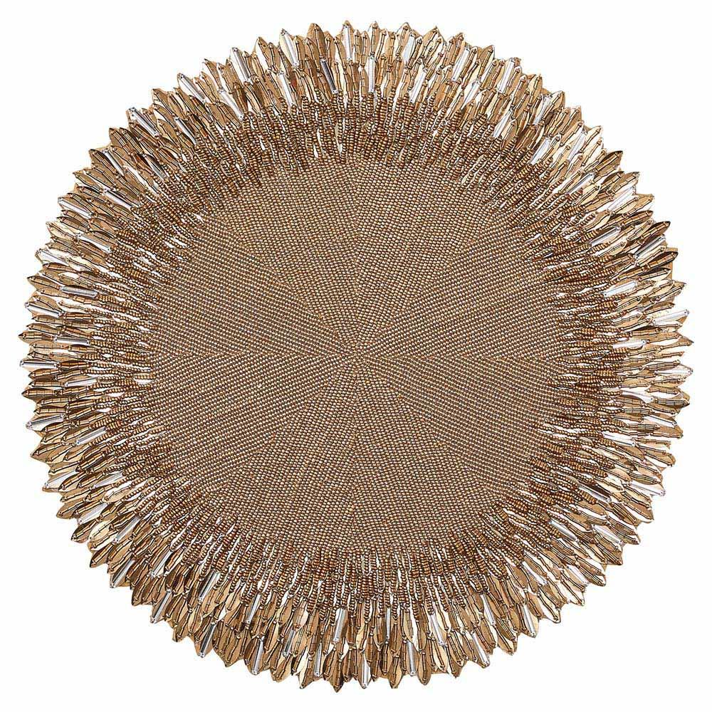 Ray Hollywood Regency Gold Glass Beads Placemat - Set of 2|