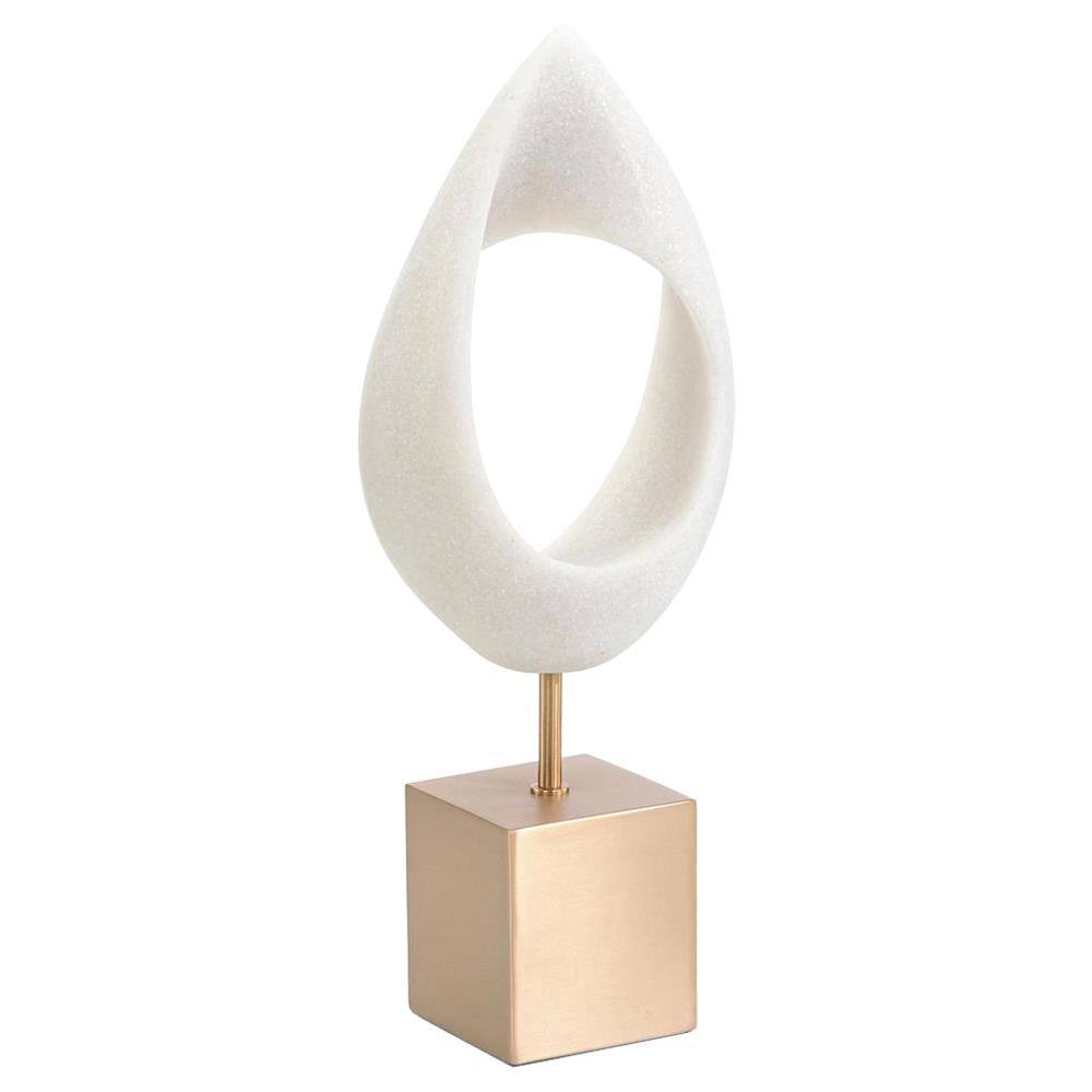 John-Richard Perpetual Loop Modern Classic Cream Stone Hollow Droplet Sculpture|
