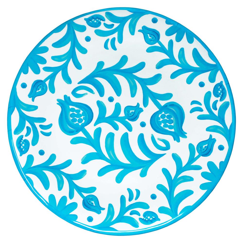 Sicily Global Bazaar Teal Melamine Floral Dinner Plate|