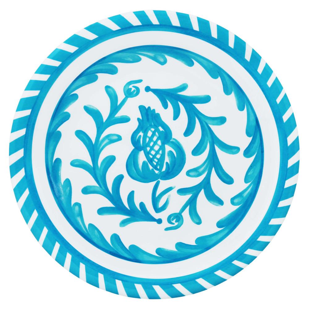 Sicily Global Bazaar Teal Melamine Floral Salad Plate|