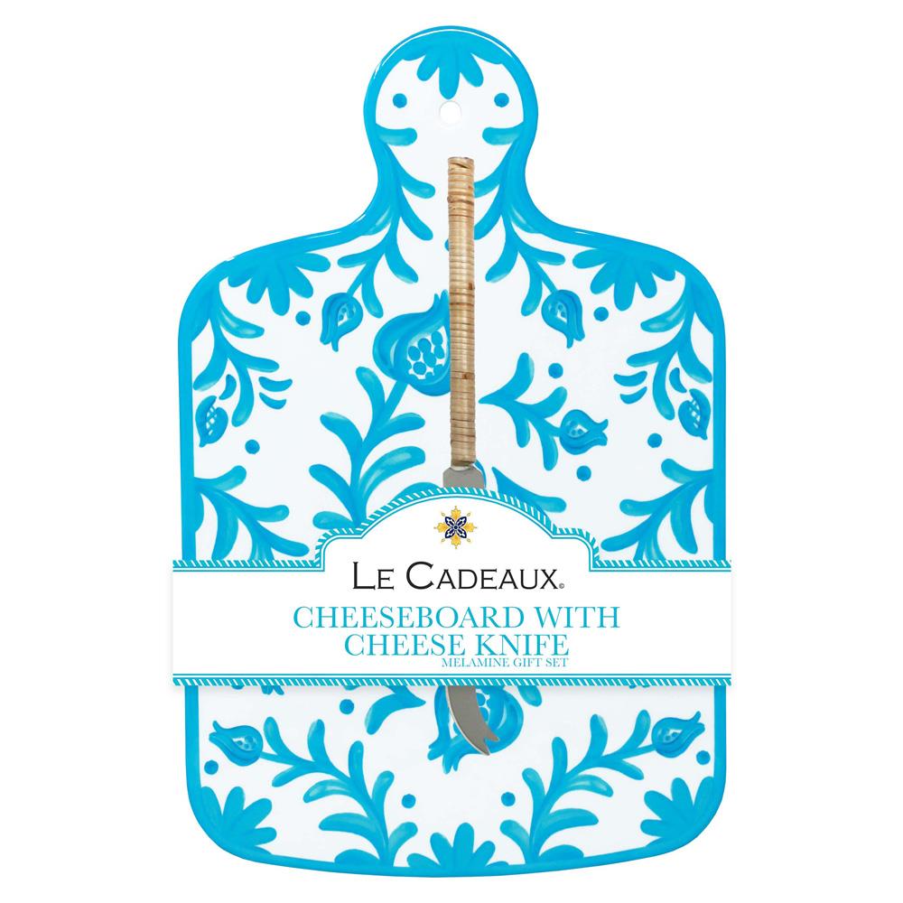 Sicily Global Teal Melamine Floral Cheeseboard Gift Set|