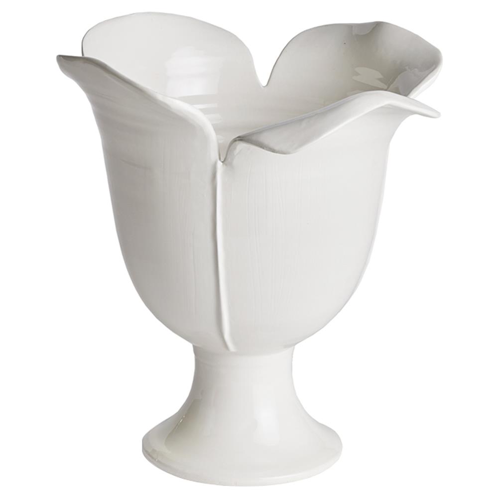 Lachlan French Country White Ceramic Footed Decorative Vase