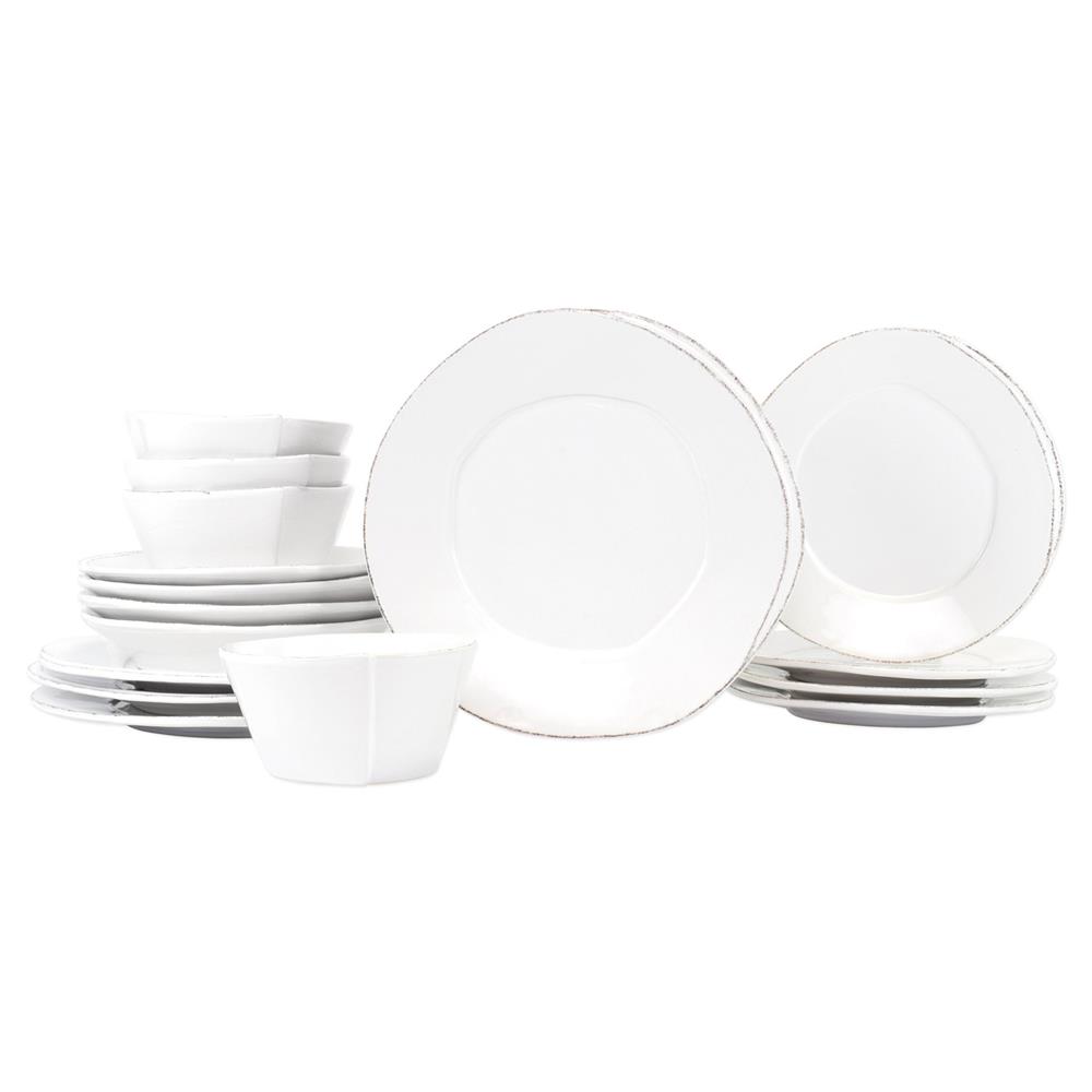 Lastra Modern Classic White Stoneware 16 Piece Place Setting|