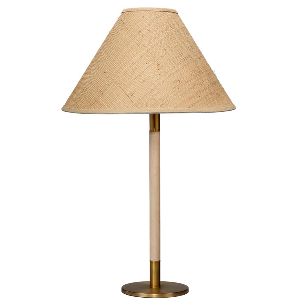 Teresa Coastal Beach Natural Wood Woven Raffia Shade Table Lamp|