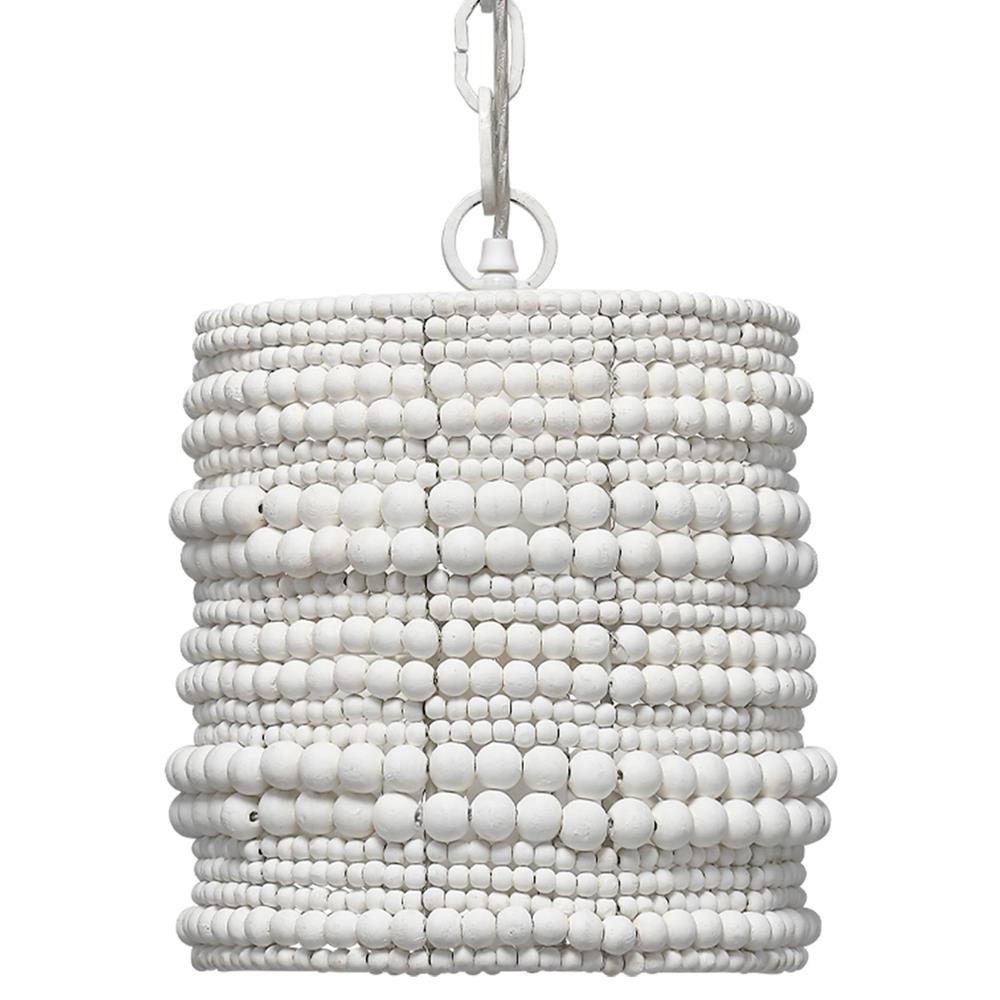 Tara Coastal Beach White Mango Wood Beaded Single Pendant|