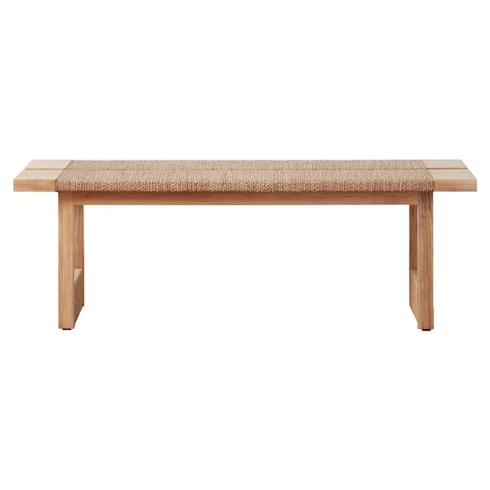 Jolene Coastal Beach Brown Wood Seagrass Rope Bench Standard (45