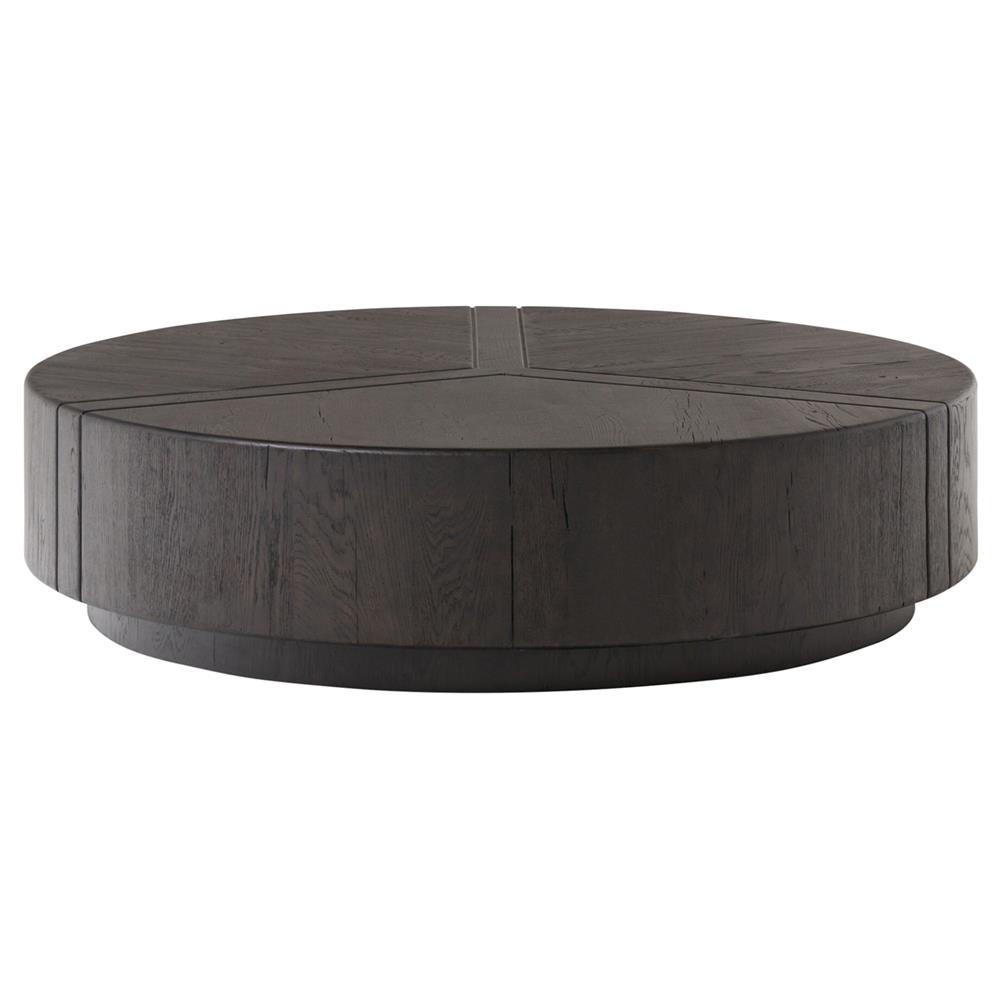 Reese Modern Classic Dark Brown Reclaimed Oak Drum Coffee Table|
