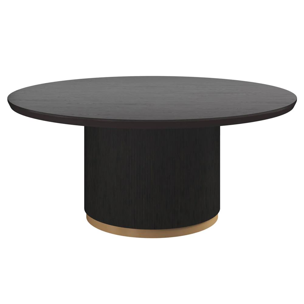 Palmerston Modern Charcoal Oak Brushed Gold Steel Round Dining Table - 68"W|