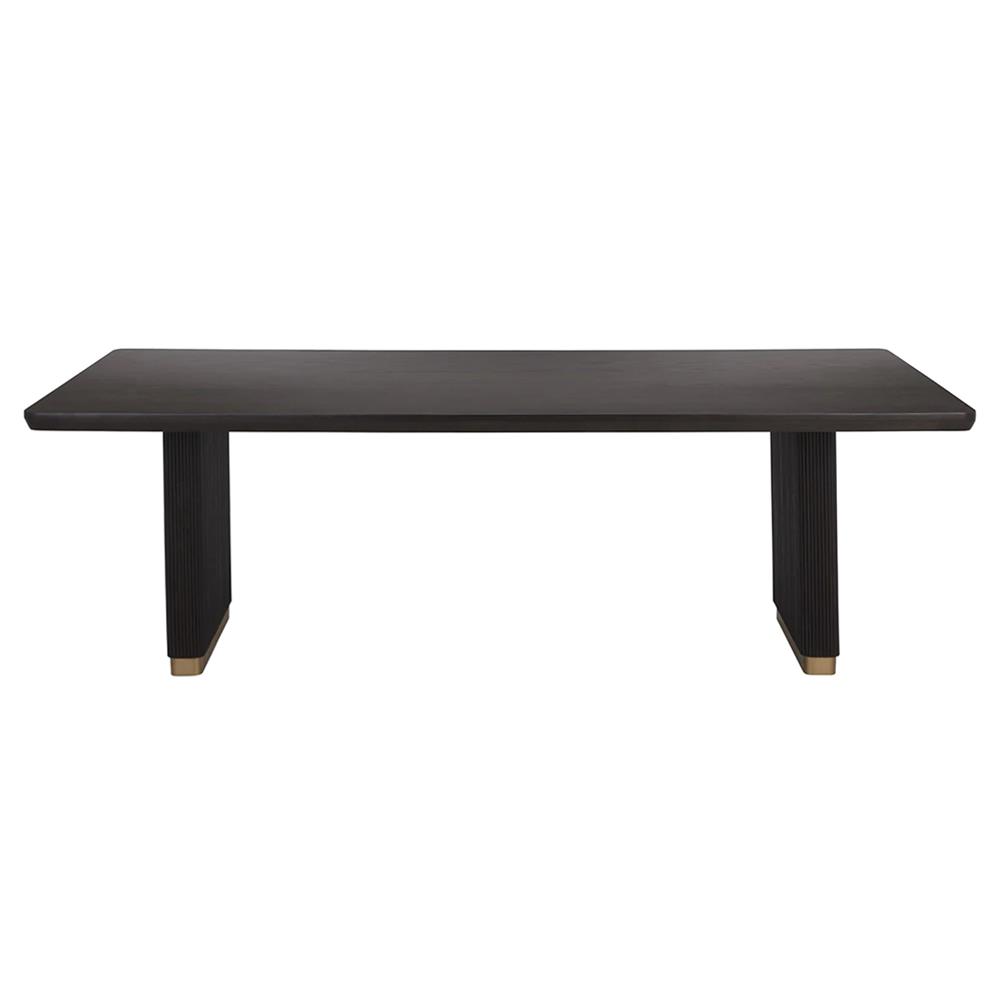Palmerston Charcoal Oak Brushed Gold Steel Rectangular Dining Table - 96"W|