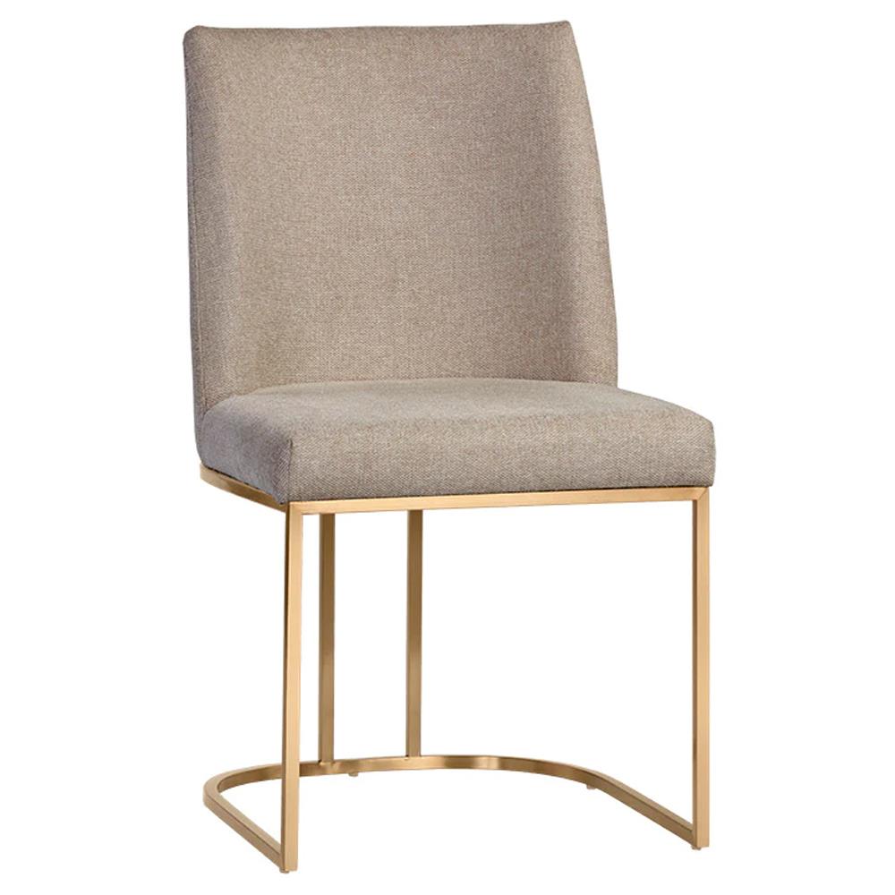 Aliyah Oyster Shell Antique Brass Steel Dining Side Chair - Set of 2|