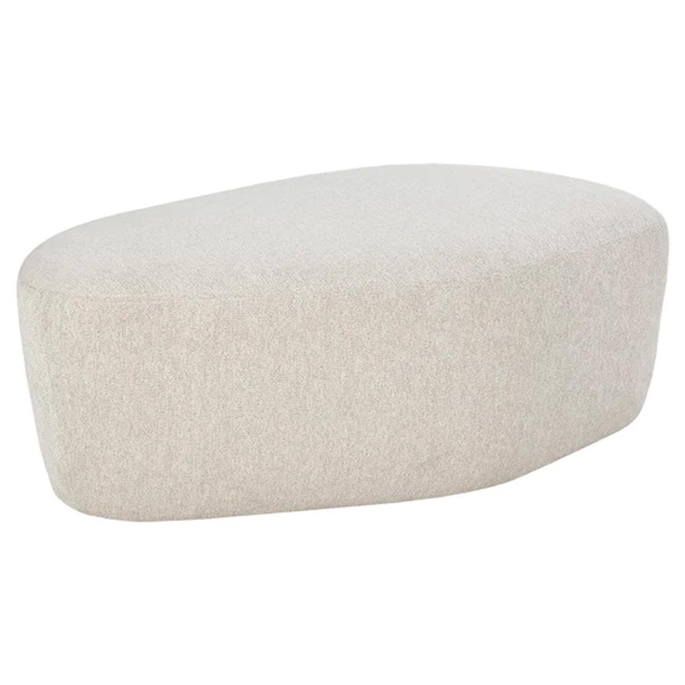 Fannie Modern Classic Dove Cream Upholstered Curved Ottoman|