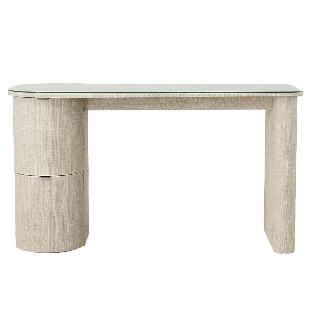 Century Micco Coastal Beach Off White Raffia Desk | Kathy Kuo Home