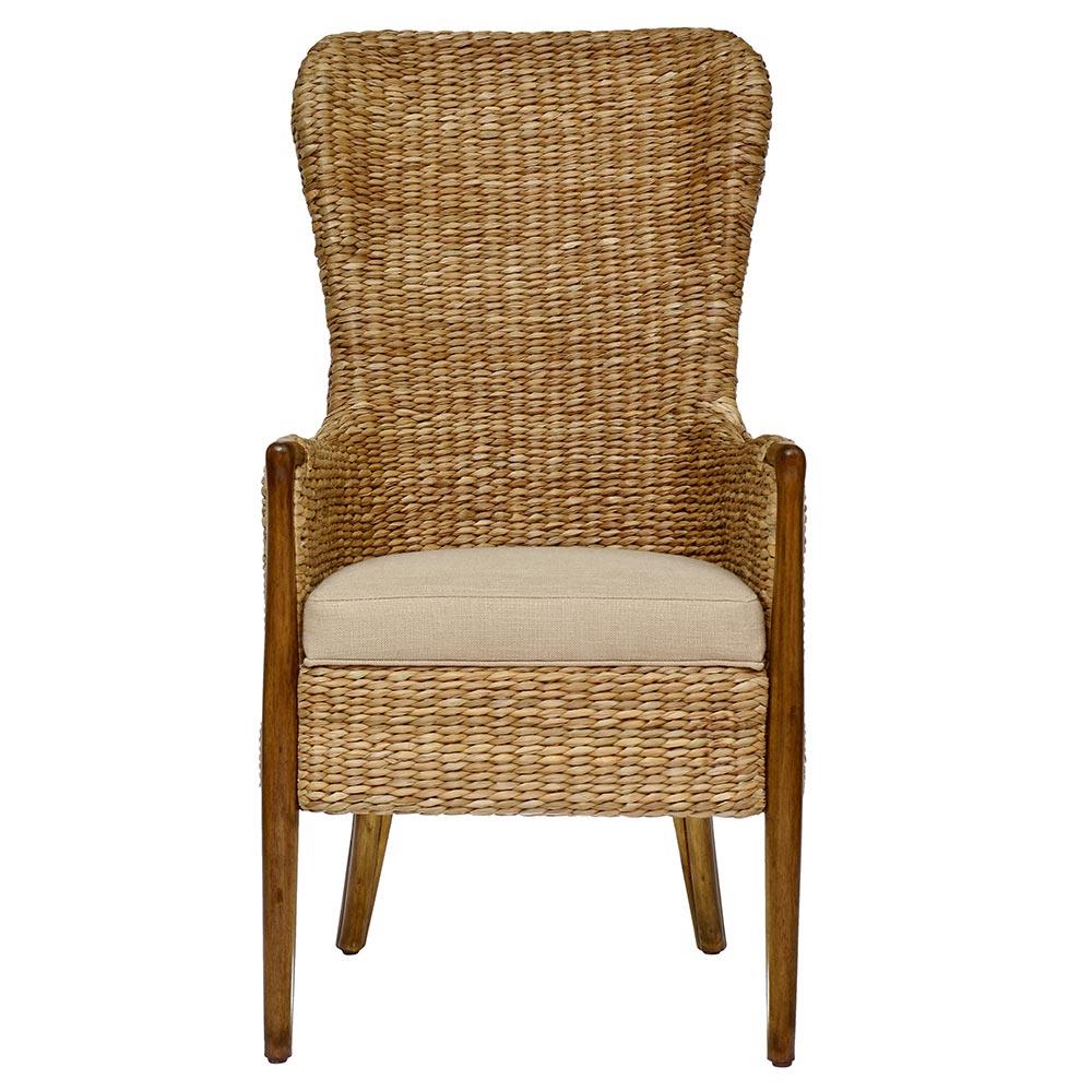 Wingback Rattan Dining Side Chair Century Seagrass Flax