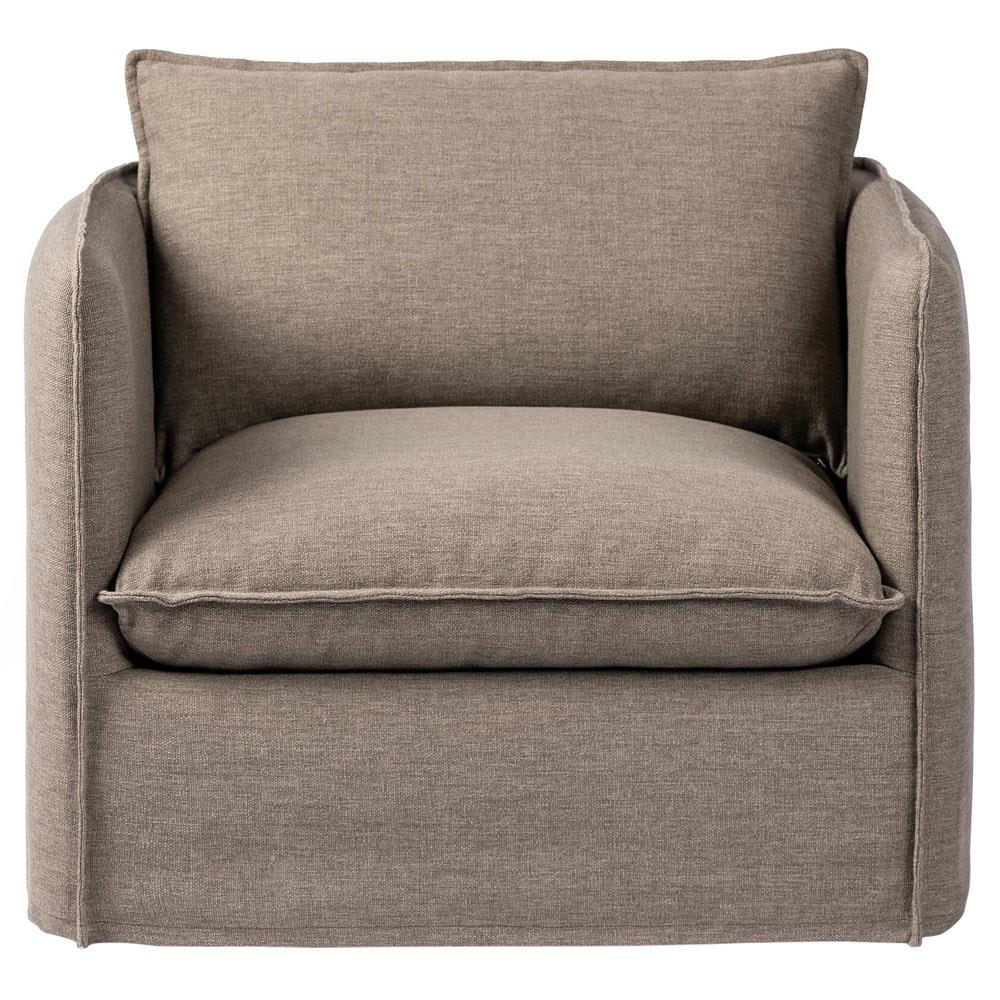 Andrew Modern Brown Upholstered Outdoor Swivel Arm Chair|