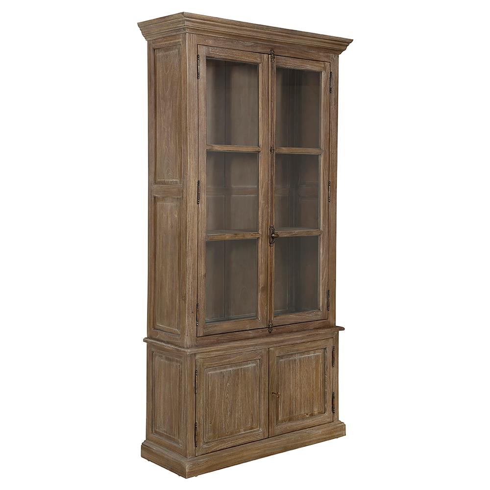 Elissa French Country Brown Solid Wood Display Cabinet|