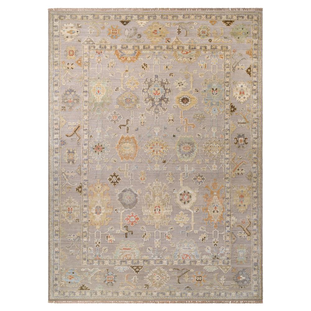 Saraya Updated Traditional Beige Wool Oushak Patterned Rug - 6'x9'|