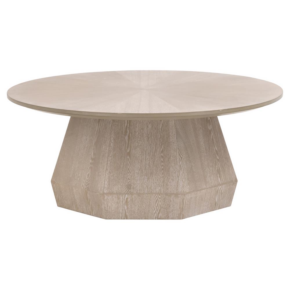Courtney Modern Classic Natural Grey Wood Round Coffee Table|
