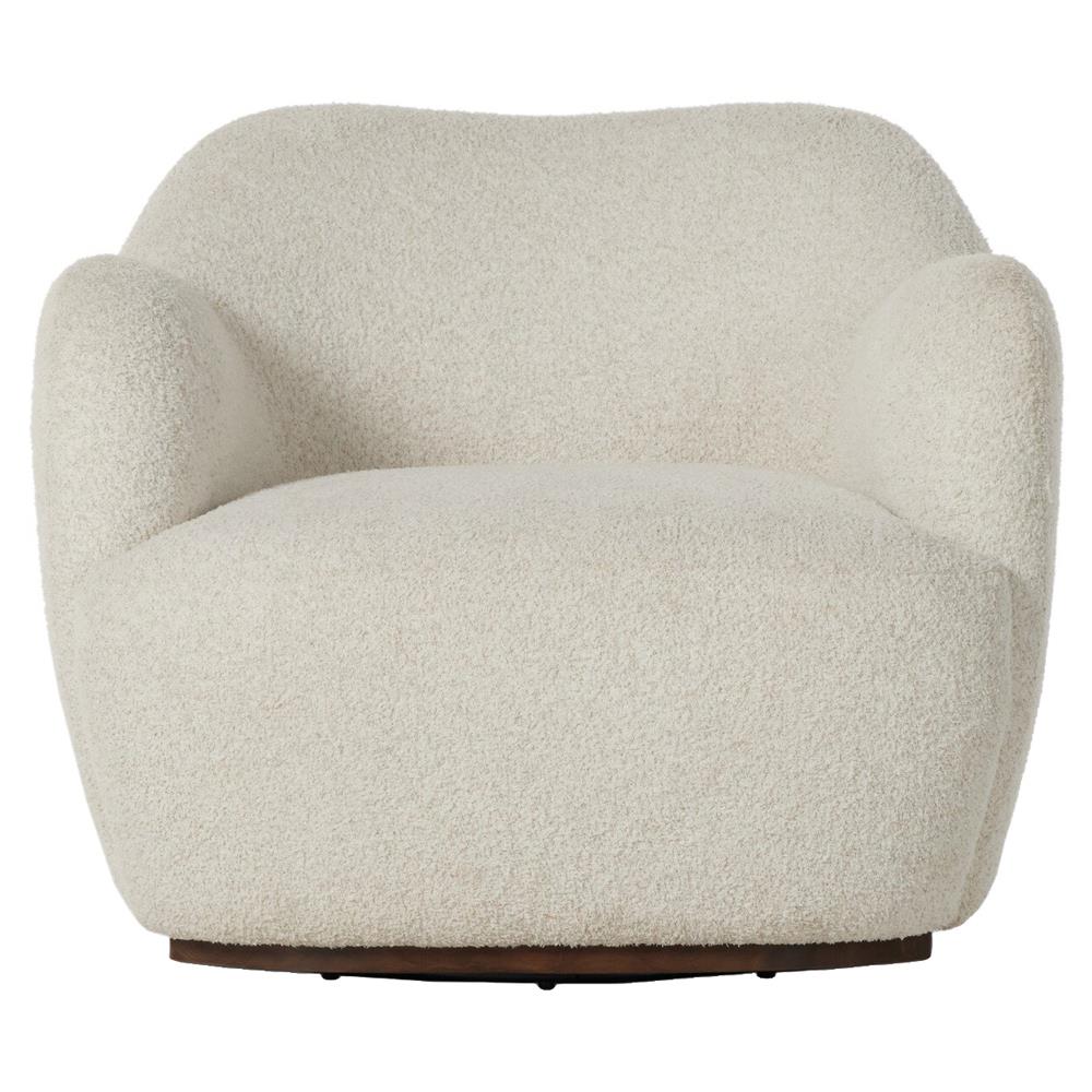 Justine Modern Classic Off White Swivel Barrel Chair|