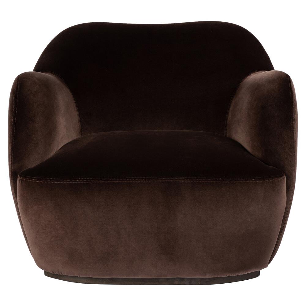 Justine Modern Classic Cocoa Brown Swivel Barrel Chair | Kathy Kuo