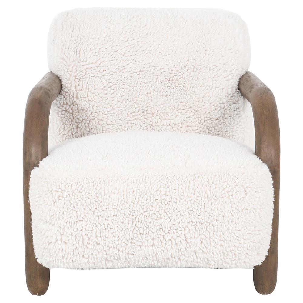 Waverly Modern Classic Off White Faux Shearling Arm Chair|