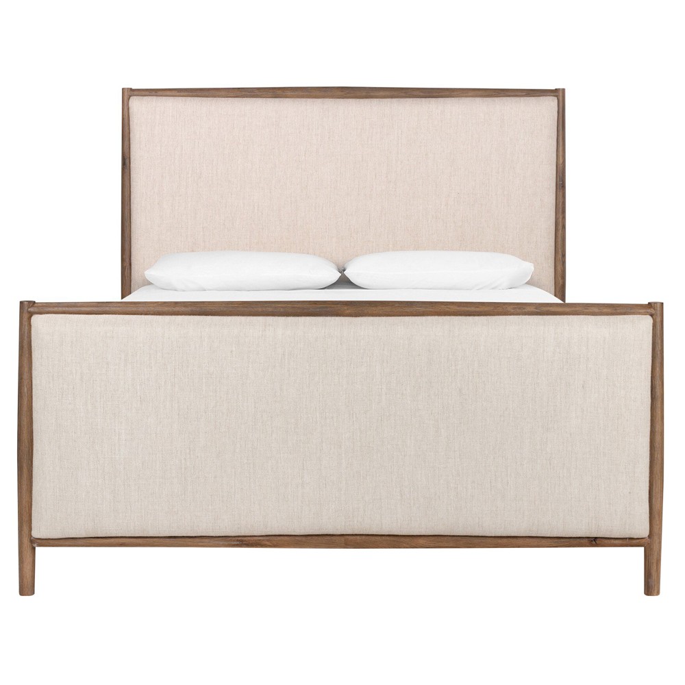 Genesis Rustic Lodge Brown Oak Beige Upholstered Bed - Queen|