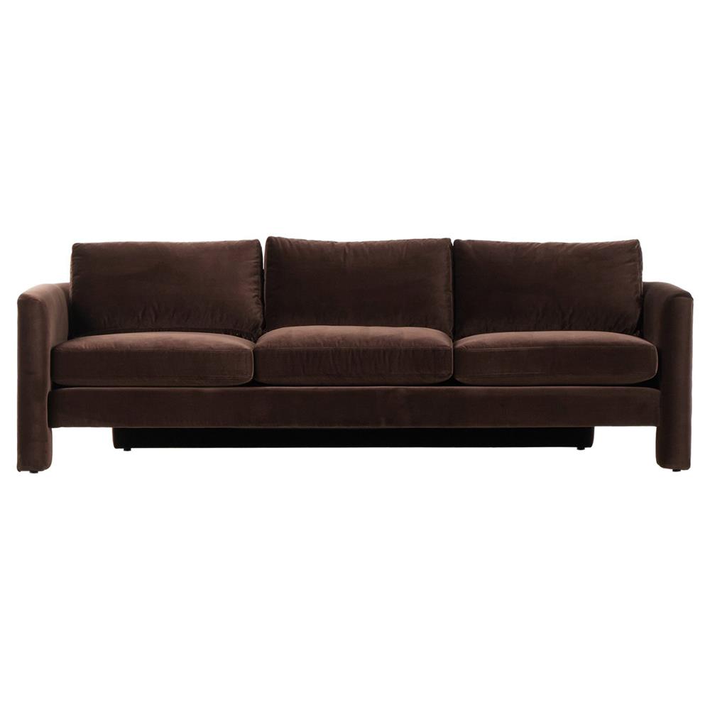 Emiliano Modern Classic Cocoa Velvet Sofa - 96.50"W|