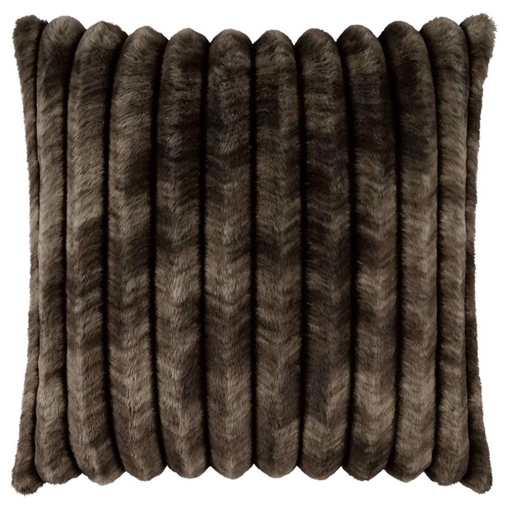 Audrey Rustic Mocha Faux Fur Decorative Throw Pillow - 24x24|