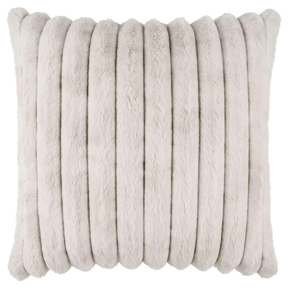 Audrey Rustic Ivory Faux Fur Decorative Throw Pillow - 24x24|