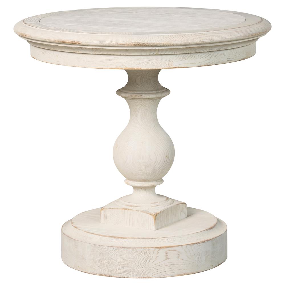 Century Grand French Country White Wash Oak Round Pedestal Side Table|