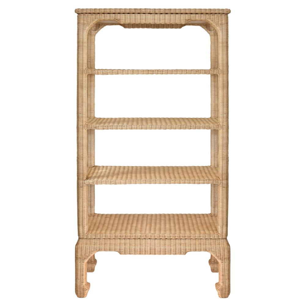 Worlds Away Cavalier Coastal Beach Natural Woven Rattan Etagere|