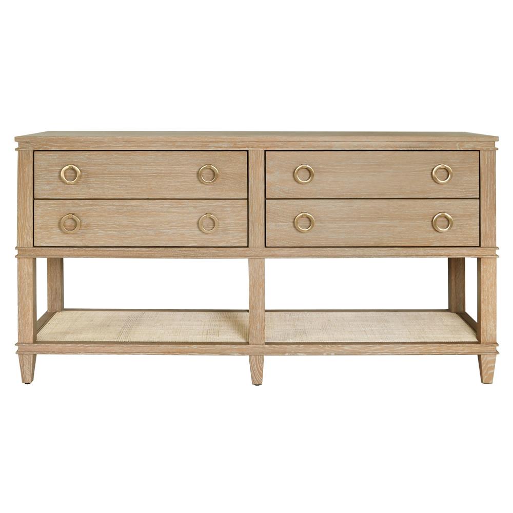 Worlds Away Richmond Cerused Oak Woven Cane Console Table Long (53