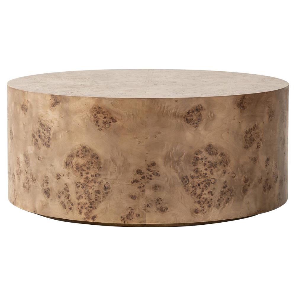 Syra Modern Classic Burl Drum Coffee Table|