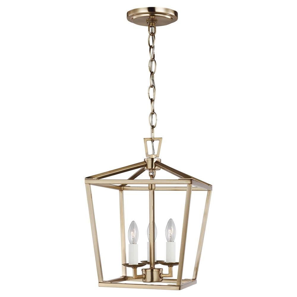 Visual Comfort Studio Dianna Satin Brass 3 Light Lantern Pendant - Mini|