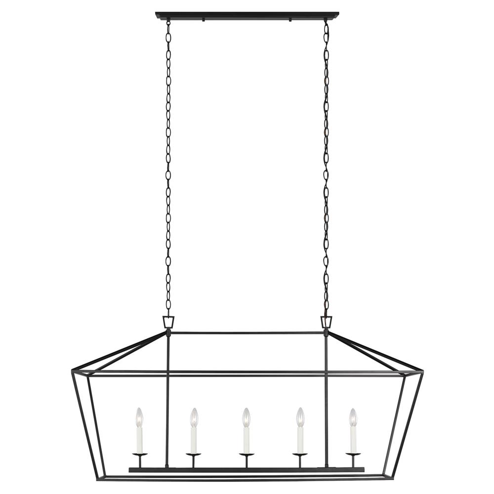 Visual Comfort Studio Dianna Mid Century Midnight Black 5 Light Linear Chandelier|