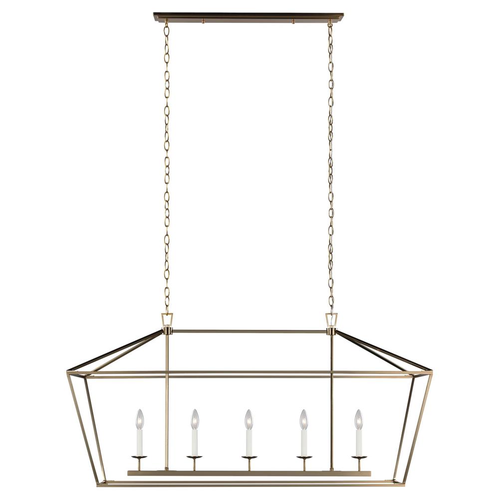 Visual Comfort Studio Dianna Mid Century Satin Brass 5 Light Linear Chandelier|