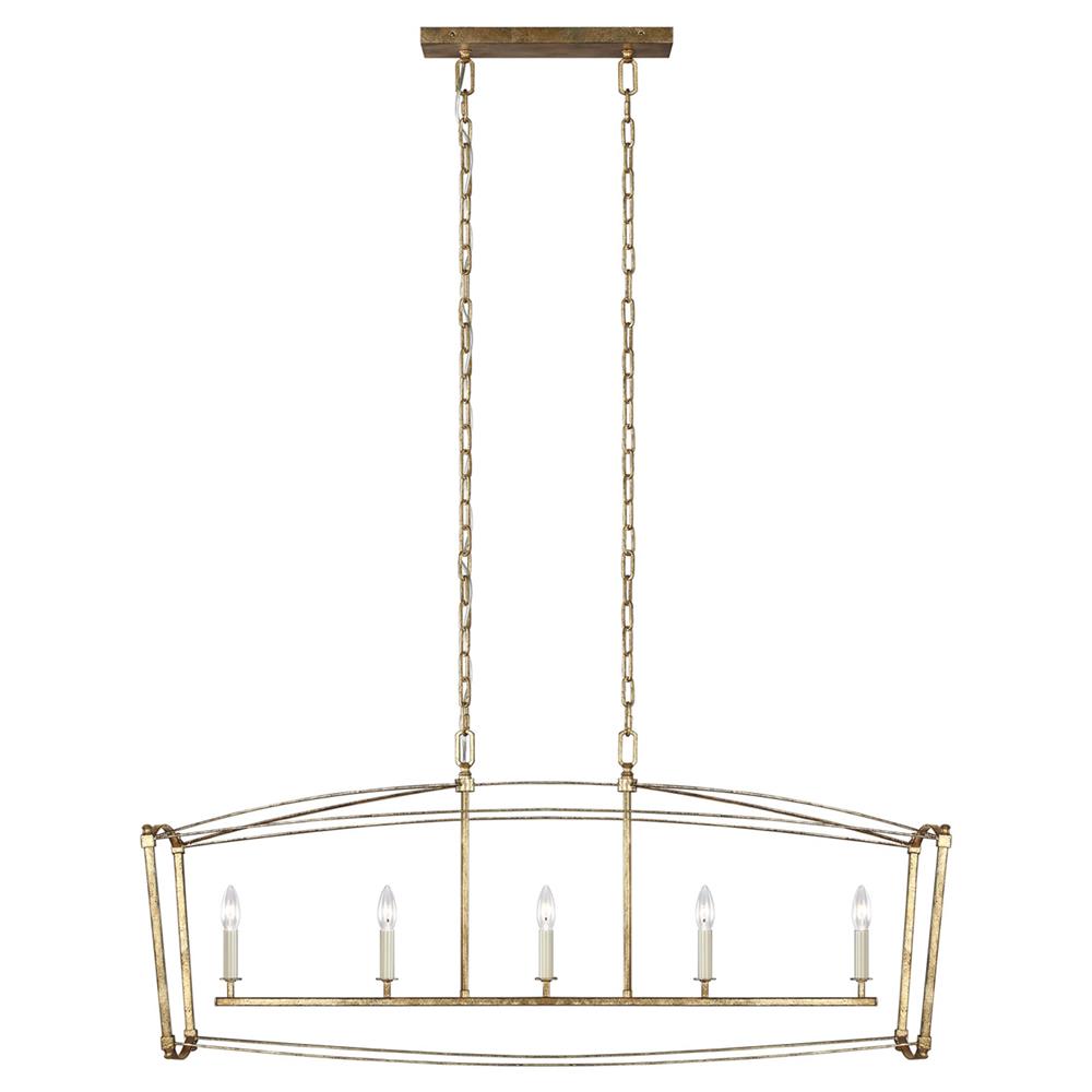 Visual Comfort Studio Thayer Mid Century Antique Gild Linear Chandelier|