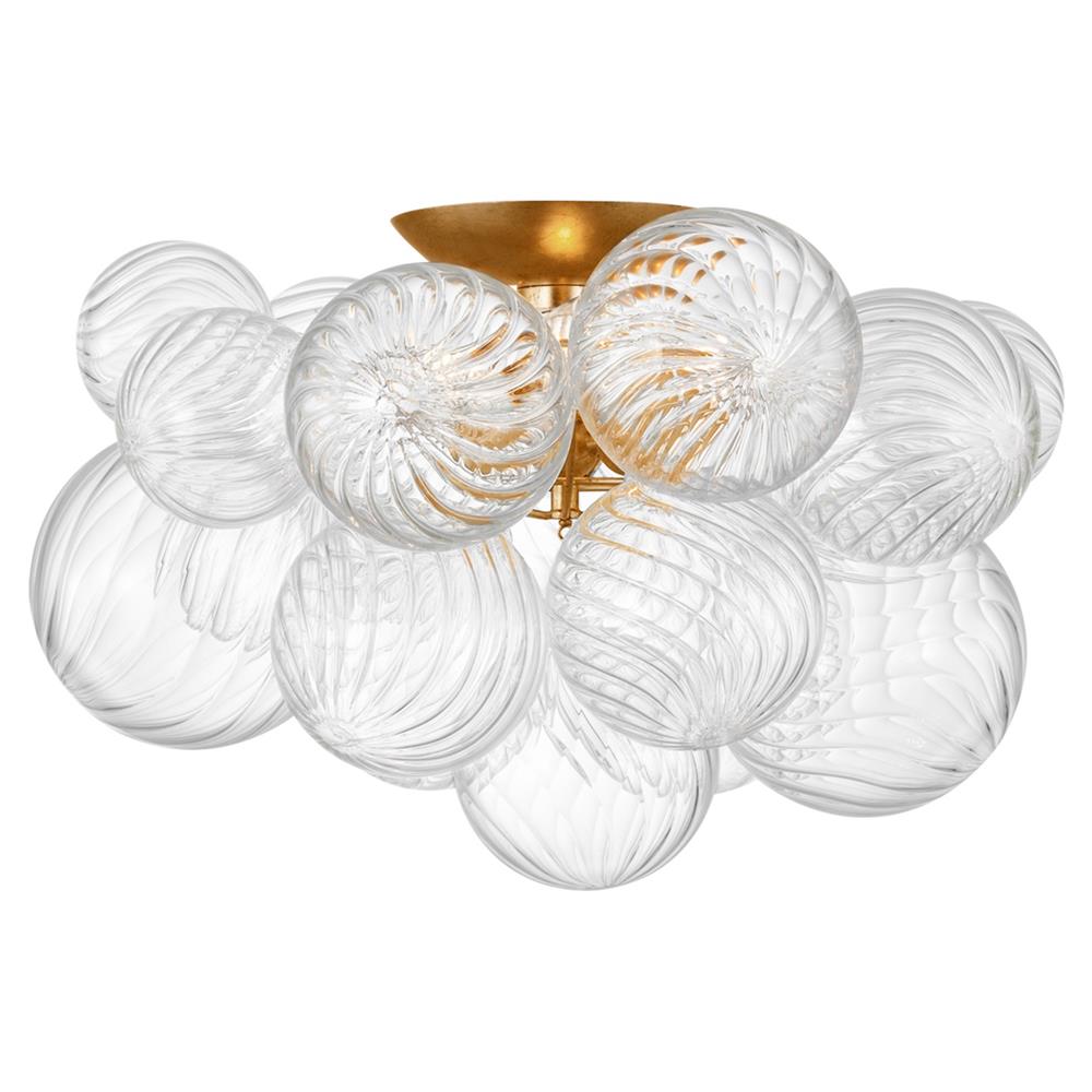 Visual Comfort Talia Gild Metal Swirled Glass Flush Mount - Large|