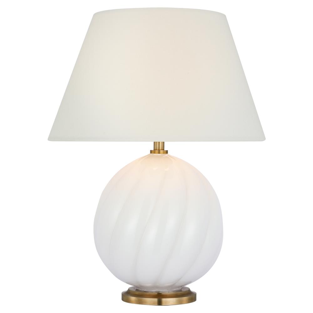 Visual Comfort Talia Modern Classic White Glass Cordless Table Lamp - 13"|