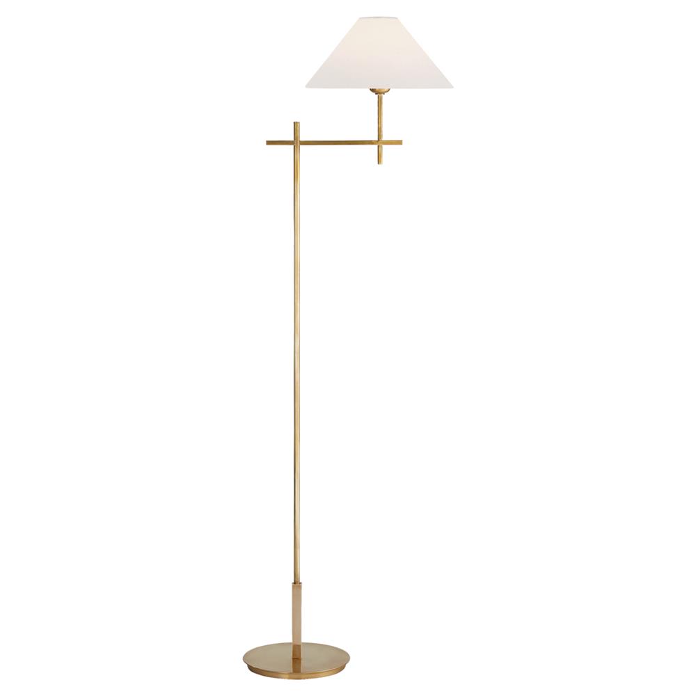 Visual Comfort Hackney Modern Classic Antique Brass Linen Shade Floor Lamp|