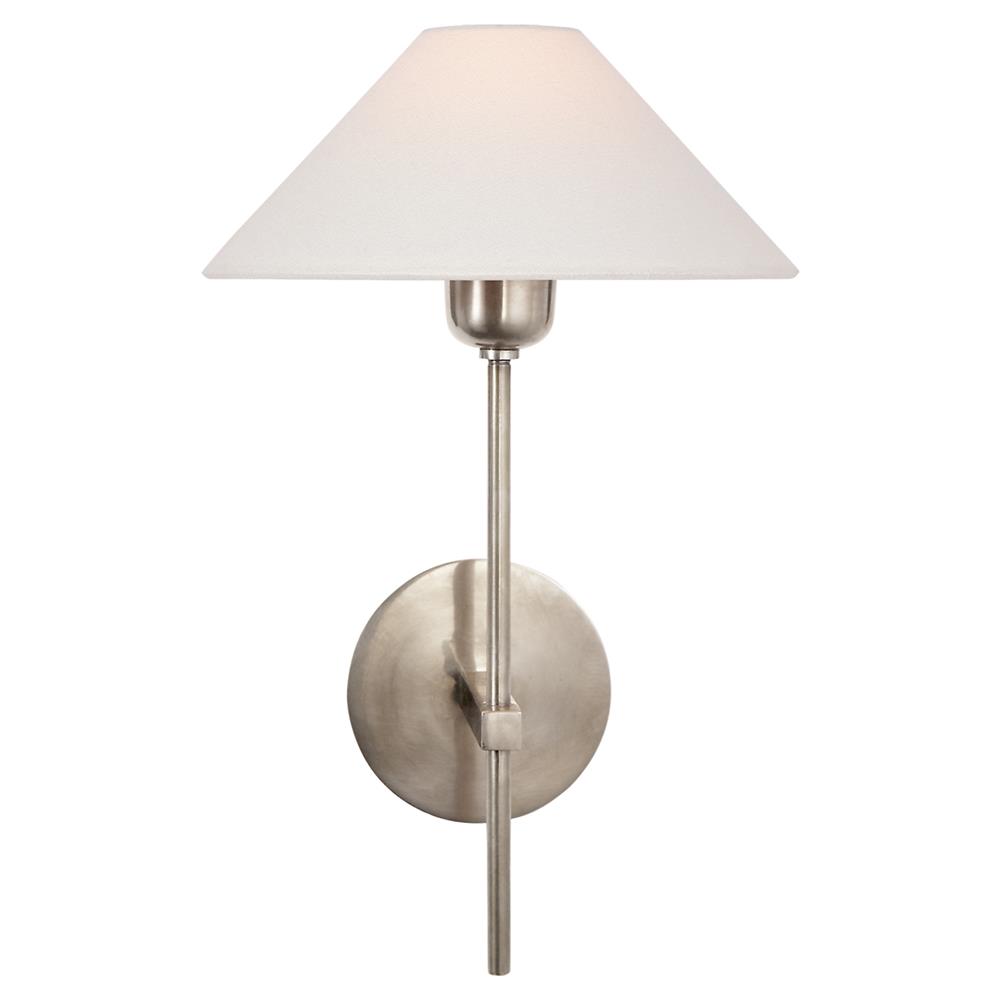 Visual Comfort Hackney Modern Classic Antique Nickel Linen Shade Single Sconce|