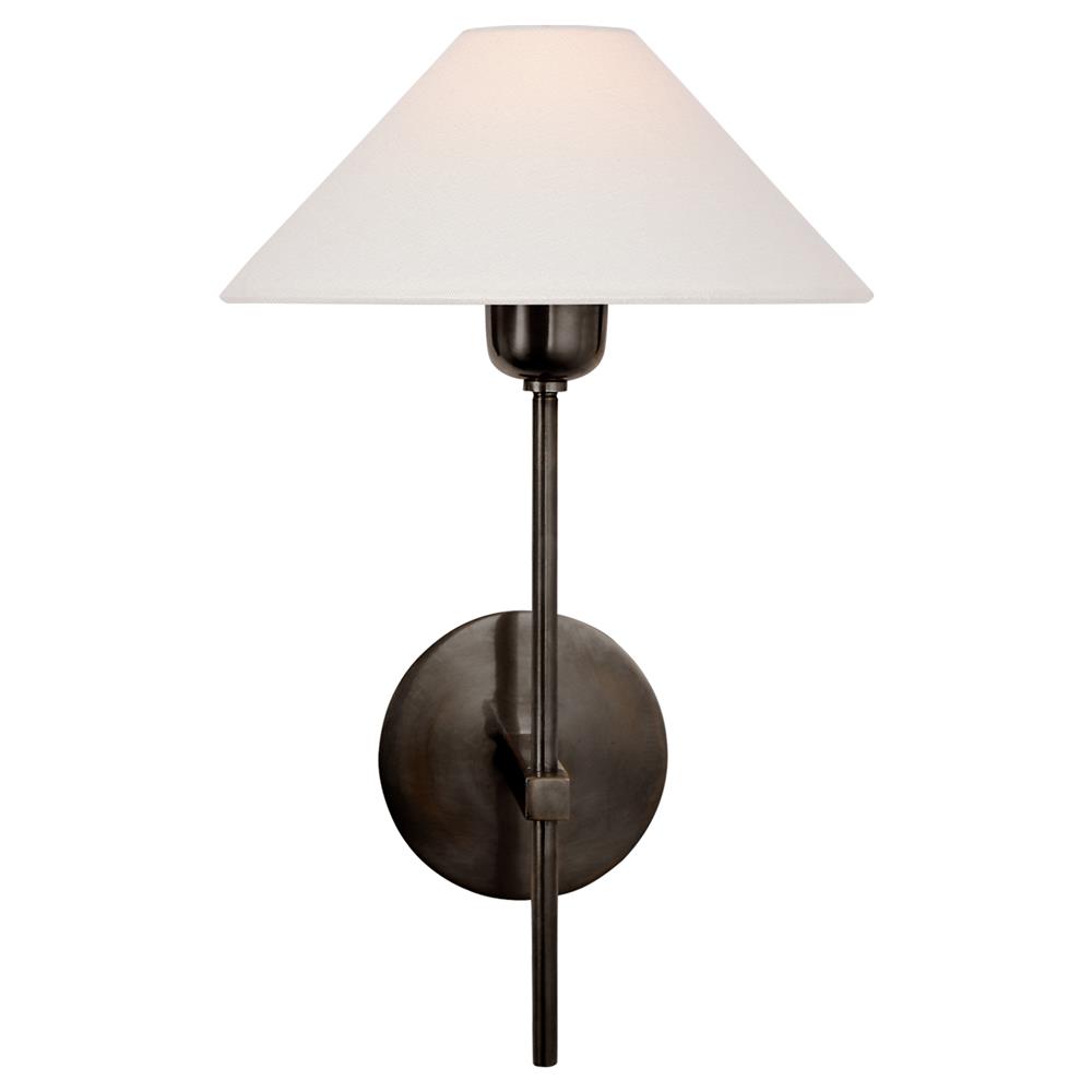Visual Comfort Hackney Modern Classic Bronze Metal Linen Shade Single Sconce|