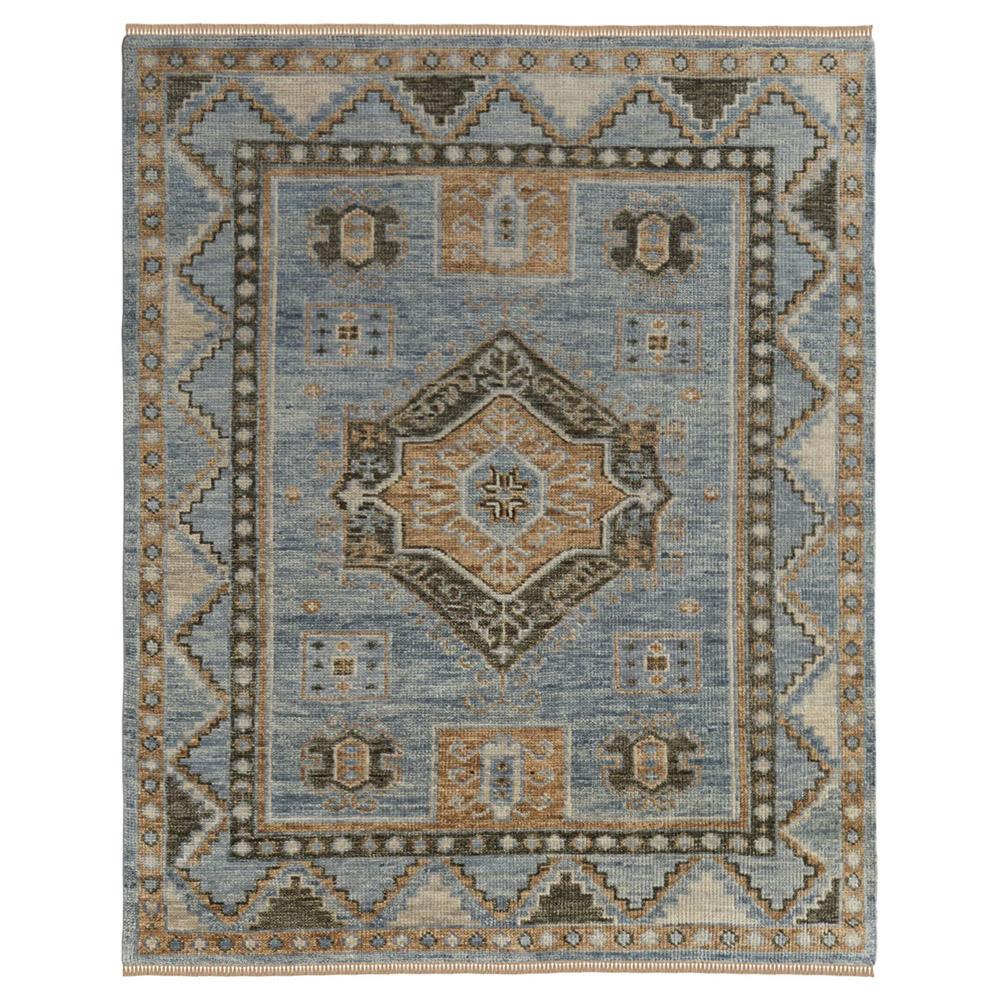Avery Global Bazaar Blue Wool Medallion Patterned Hand Knotted Rug - 5G??x8GǦ|