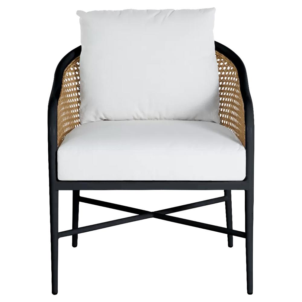 Havana Euro White Cushion Black Frame Cane Outdoor Arm Chair|