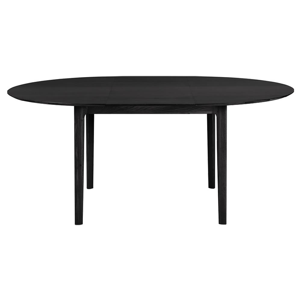 Ava Modern Classic Black Oak Round Extendable Dining Table - 51"-71"|